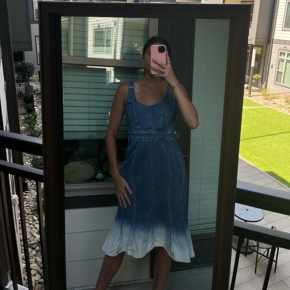 Amanda Uprichard Blue and White Midi Dress
